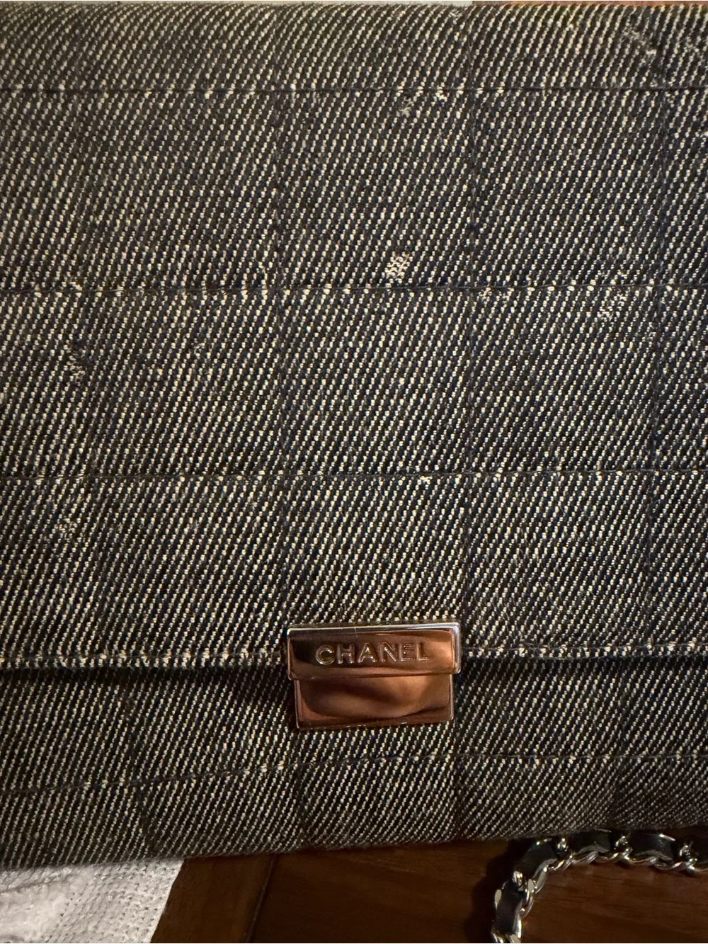 🖤 CHANEL Denim East West Chocolate Bar Handbag